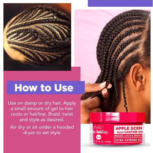 Miniatura 6 de Esha Slick N Slay Gel para Trenzar – Gel Hidratante, Acondicionador y Brillante de Sujeción Ultra Extrema 3-en-1 para Cabello – Gel de Fijación
