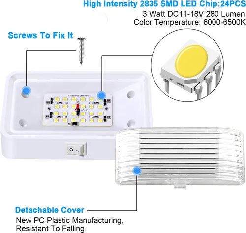 Miniatura 5 de BlueFire Luz LED superbrillante para porche de caravana, luces exteriores para porche, luz de repuesto de 12 V con interruptor de encendido/apagado