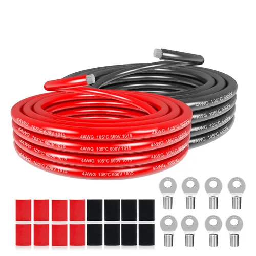 Miniatura 18 de Cable eléctrico 4 AWG calibre 4 UL1015, longitud de 19.7 pies (9.84 pies negro y 9.84 pies rojo), cable de cobre estañado, adecuado para sistemas