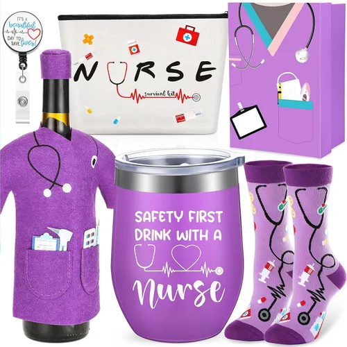 Miniatura 7 de Yinder Cna Week Regalos para mujeres 2026 Regalo de agradecimiento de enfermería certificado, caja de regalo de asistente de enfermería, calcetines