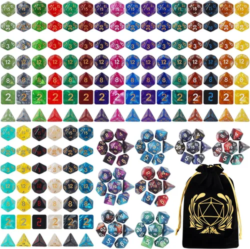 Miniatura 8 de Coyeekn Juegos de Dados DND, 10 X 7 Juegos (70 Piezas) Dados Poliédricos para Dungeons and Dragons RPG MTG D&D Juego de Mesa con 1 Bolsa Grande D4