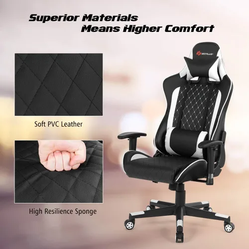Miniatura 5 de Goplus Juego combinado de escritorio y silla para juegos, estilo de carreras, estación de trabajo para jugadores con soporte lumbar y reposacabezas
