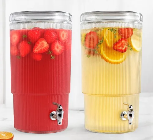 Miniatura 12 de Dispensador de bebidas de vidrio de 1 galón con espita – Dispensador de bebidas con bandera estadounidense del 250 aniversario, a prueba de fugas