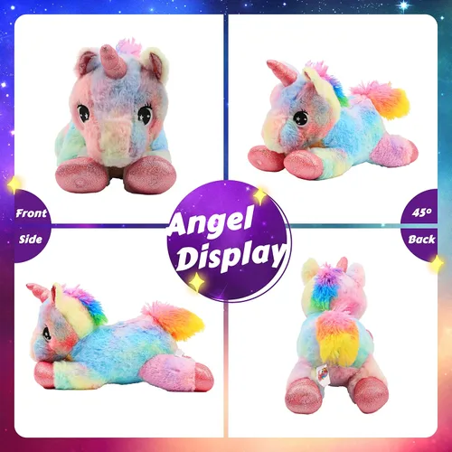 Miniatura 8 de Easfan Animal de peluche con luces LED de unicornio con luces nocturnas coloridas que brillan en la oscuridad, festival de cumpleaños para niños