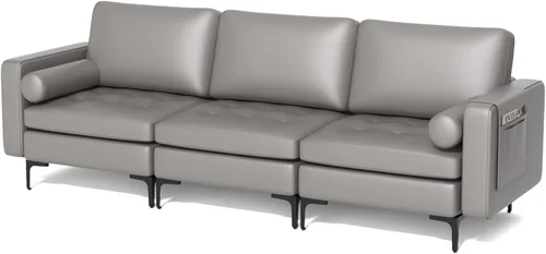 Miniatura 25 de Giantex Sofá individual, silla decorativa, sillón con cojín cómodo, bolsillos para revistas, sala de estar, silla de ocio tapizada para dormitorio