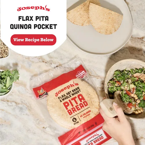 Miniatura 4 de Pita de lino 3 paquetes - Joseph's Pan de pita económico de 3 paquetes, avena con salvado de lino y trigo integral, 7g de carbohidratos por porción
