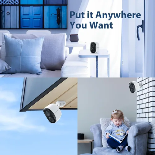 Miniatura 2 de Zmodo Cámara de seguridad inalámbrica para exteriores, sin cables, recargable, cámara interior alimentada por batería, visión de 100 grados, visión
