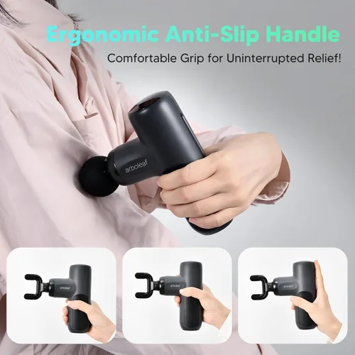 Miniatura 7 de arboleaf Mini pistola de masaje de tejido profundo, masajeador muscular de percusión para aliviar el dolor de espalda, tamaño portátil de viaje Gris