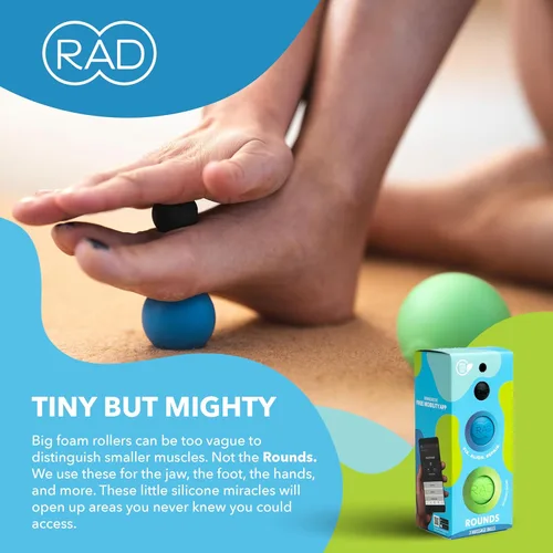 Miniatura 5 de RAD Rounds – Juego de 3 bolas de masaje de yoga de 3 densidades para liberación miofascial de tejido profundo – Bolas de terapia para pies, espalda