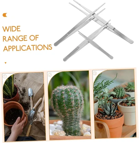 Miniatura 2 de 4 pinzas de acero inoxidable para jardinería suculenta, puntas curvas y rectas para proyectos de cuidado de plantas de precisión y herramientas