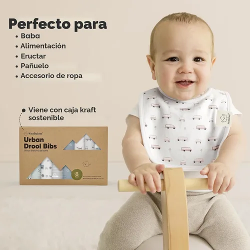 Miniatura 7 de Paquete de 8 baberos orgánicos para bebés niños, niñas - baberos de algodón suave para babear y dentición para bebé niña y niño, extra absorbentes
