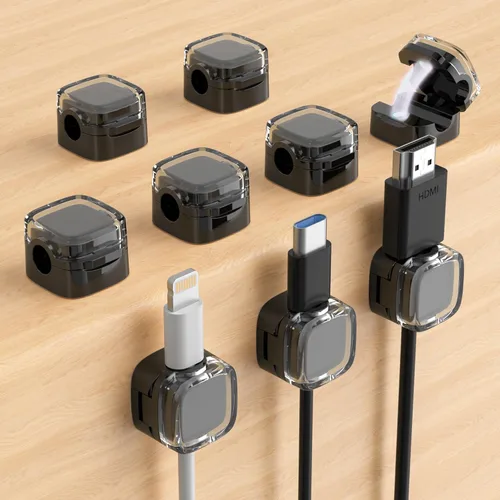 Clips de cable magnéticos, soporte de cable ajustable, organizador adhesivo de alambre para hogar, oficina, escritorio, teléfono, PC, automóvil,