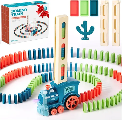 Juego de 200 juguetes de tren de dominó, juego creativo de construcción y apilamiento automático para niños de más de 3 años, juguetes Montessori de