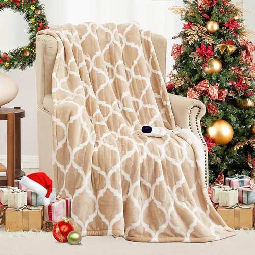Miniatura 18 de Homemate - Manta eléctrica térmica de franela suave - 50"x60" con 10 niveles de calor rápido, 8 horas de apagado automático, protección contra