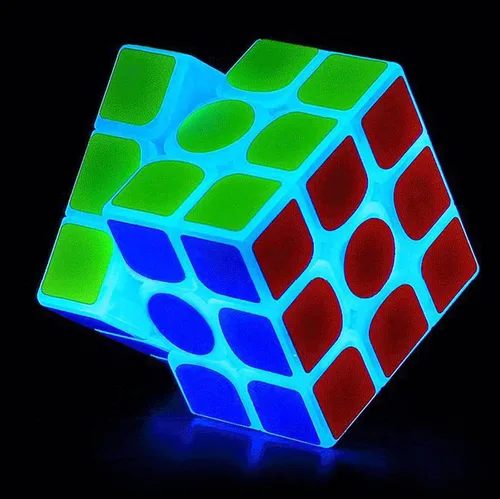 Miniatura 4 de AMAZA - Cubo de velocidad fluorescente 3 x 3, verde luminoso, plástico, rompecabezas, 1 juego, 1 unidad, 1 unidad, adulto