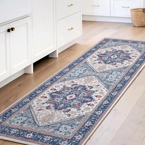 Miniatura 83 de OPPODREAM Alfombras suaves, pequeñas y lavables con parte trasera antideslizante, alfombra de cachemira sintética de pelo bajo, 2 x 3 pies, azul