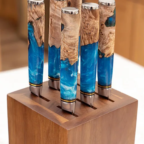Miniatura 4 de SENKEN - Bloque magnético giratorio para cuchillos sin cuchillos, madera dura de acacia natural, rotación de 360 grados, imanes de neodimio ultra
