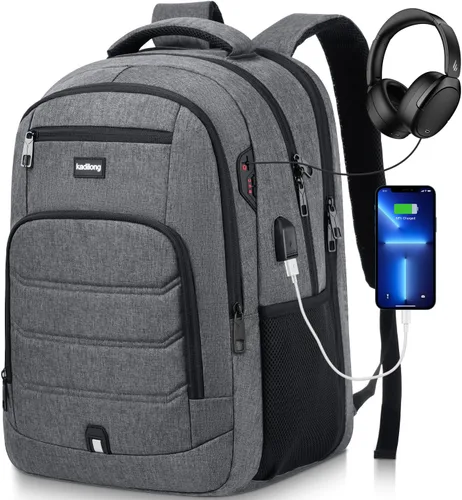 Miniatura 11 de kadilong Mochila para laptop para hombre, mochila escolar para adolescentes, niños, viajes de negocios, bolsa antirrobo con puerto de carga USB