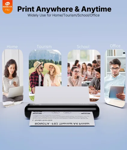 Miniatura 6 de Rongta Impresoras portátiles inalámbricas para viajes, impresora térmica sin tinta Bluetooth para uso escolar/oficina/hogar, compatible con papel