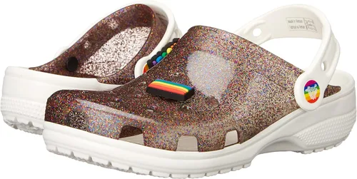 Miniatura 12 de Crocs Zuecos clásicos brillantes unisex para adultos, zapatos metálicos y con purpurina