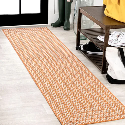 Miniatura 10 de JONATHAN Y Concentric Squares - Alfombra de pasillo para interiores y exteriores, 2 x 8 pies, color aguamarina/gris claro, cheurón, moderna