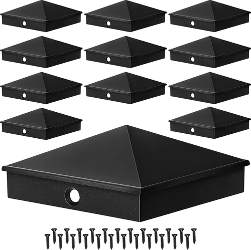 Miniatura 9 de Cubiertas de poste de aluminio Dunzy Tapas de poste de valla de pirámide para manga nominal con tornillos para buzón de correo al aire libre