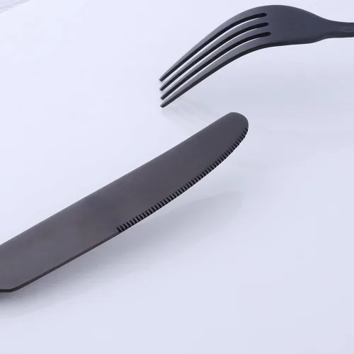Miniatura 4 de Juego de cubiertos de acero inoxidable, multiusos para el hogar, cocina, restaurante, hotel, servicio de vajilla para 4 personas (negro, 20 piezas)