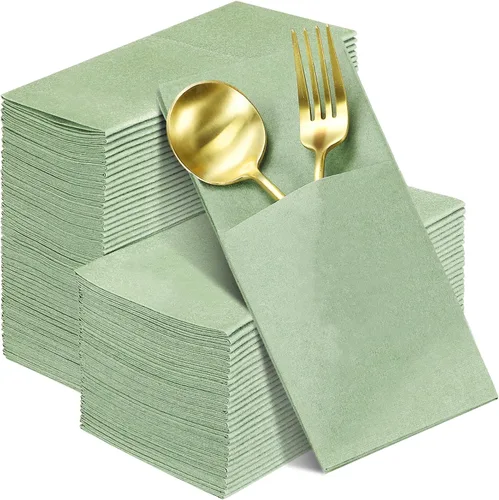 Seajan 120 servilletas de color verde salvia de 2 capas de 16 x 16 pulgadas, servilletas desechables de lino suave de lino suave, toallas de mano