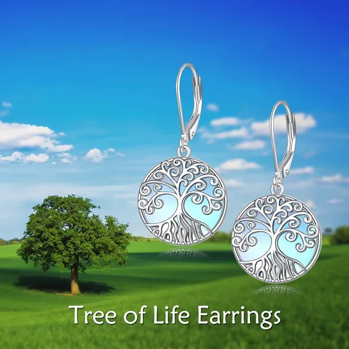 Miniatura 125 de Aretes colgantes con forma de lágrima de filigrana de piedra lunar de plata de ley 925 con cierre de palanca para mujer, regalos de joyería