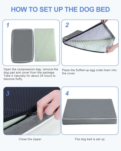 Miniatura 8 de KSIIA Cama Extra Grande para Perro para Almohadilla de Jaula, Cama Impermeable para Perro con Funda Extraíble y Lavable, Espuma Tipo Caja de Huevos