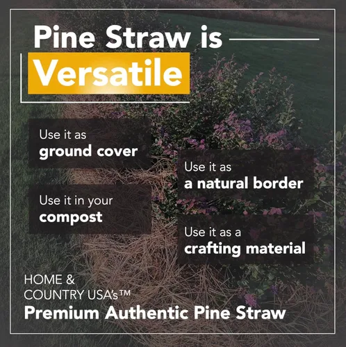 Miniatura 6 de Home and Country USA Mantillo de paja de pino prémium de 8 libras para paisajismo, material orgánico hecho de auténticas agujas de pino, ideal