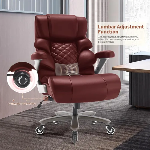 Miniatura 8 de VUZI Silla de oficina grande y alta de 700 libras - Silla grande para computadora con soporte lumbar ajustable, brazos plegables 3D, ruedas