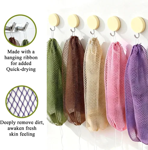 Miniatura 4 de SubSahara Auténtica esponja africana de red – 2 piezas exfoliante exfoliante para todo tipo de piel, esponja de baño para cara y cuerpo, portátil