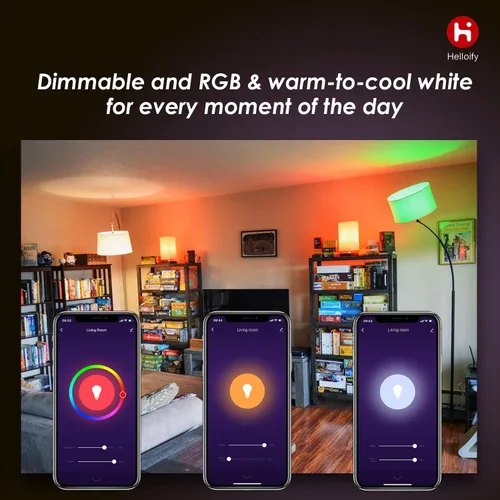 Miniatura 5 de helloify BR30 - Bombillas LED WiFi inteligentes, cambio multicolor RGBCW, blanco cálido a frío, regulable, compatible con Alexa y Google Home