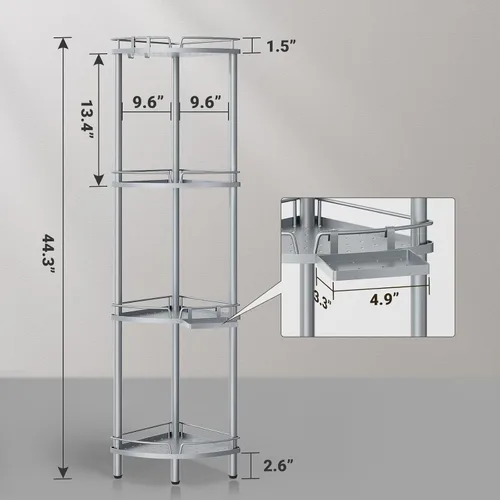 Miniatura 2 de ELYKEN Organizador de ducha esquinero de pie, organizador de ducha de metal a prueba de óxido de 3 niveles con soporte para jabón, estante