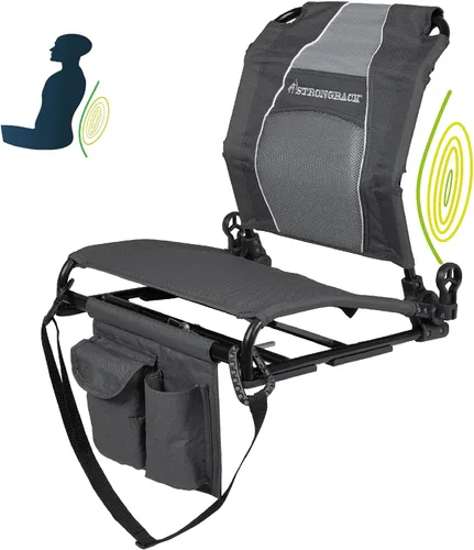 STRONGBACK Lumbar Support Stadium Seat for Bleachers – Ergonomic Chair with Back Support for Adults & All-Day Comfort Negro/Gris