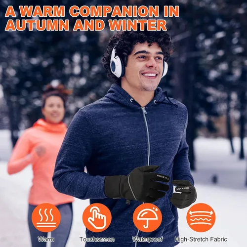 Miniatura 6 de Guantes de ciclismo de invierno para hombres y mujeres guantes térmicos impermeables con pantalla táctil y palma antideslizante, guantes ligeros