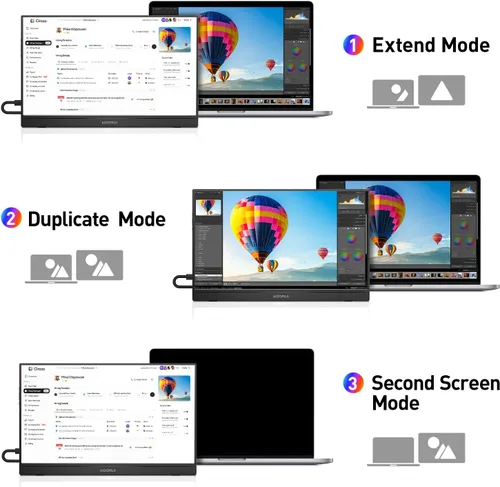 Miniatura 4 de KOORUI Monitor portátil de 15.6 pulgadas FHD 1080P IPS, segunda pantalla para viajes y oficina, monitor de juegos USB-C HDMI con soporte y altavoces