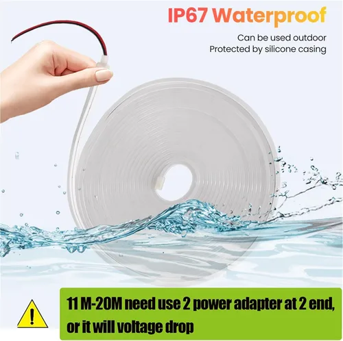 Miniatura 5 de Tira de neón DC 24V 1.6-65.6 ft IP67 impermeable, multicolor, retroiluminación de TV, tubo de silicona flexible para el hogar, luz LED