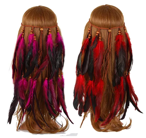 Miniatura 5 de 2 diademas bohemias de girasol, diademas de plumas bohemias, tocado indio, bandas de pelo de pavo real, diadema gitana, corona floral, girasoles