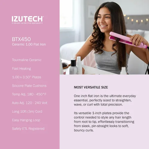 Miniatura 5 de IZUTECH BTX450 One Inch Styler Algodón Rosa