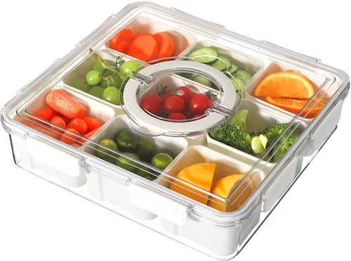 Miniatura 9 de Taiuloo Contenedores herméticos para almacenamiento de frutas en refrigerador con tapa y asa, caja de snacks sin BPA con 4 coladores removibles