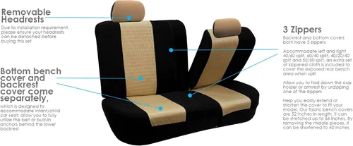 Miniatura 5 de FH Group Juego combinado: Trendy Elegance 3D Air Mesh Juego completo de fundas de asiento de coche, bolsa de aire y listo para dividir