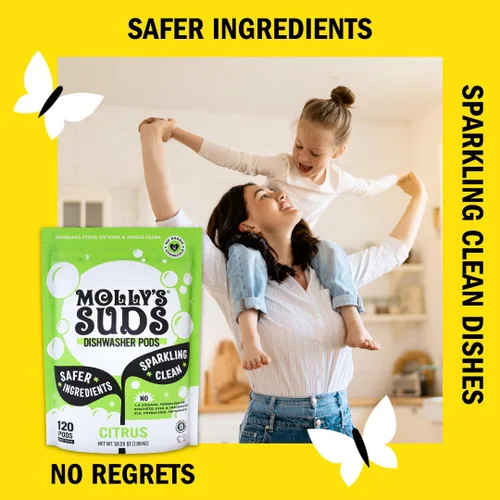 Miniatura 3 de Molly's Suds Polvo para Lavavajillas Detergente Limpio para Lavavajillas, Corta la Grasa y Enjuaga Limpio (Sin Residuos) para Platos Relucientes