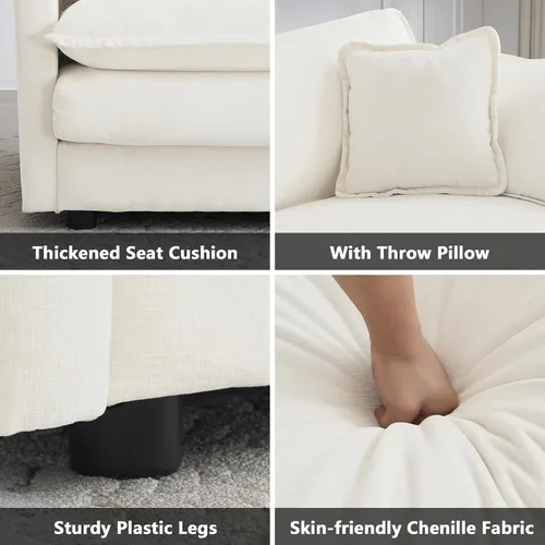 Miniatura 3 de mikibama Sofá de una plaza de 41.4 pulgadas, sillón cómodo tapizado profundo de chenilla con almohada decorativa para sala de estar, dormitorio