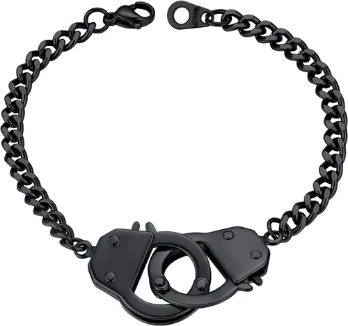 PROSTEEL Tobillera de acero inoxidable 316L con diseño de esposas de moda, con palabras personalizables, para hombres, mujeres, adolescentes, tono