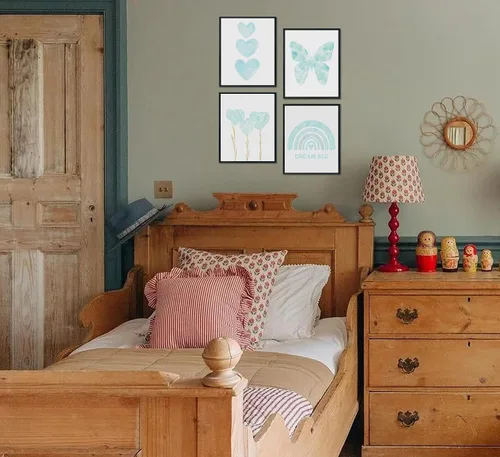 Miniatura 3 de ULEGIE Decoración de Habitación para Niña Pequeña, Arte de Pared Azul para Habitación de Niñas Nursery Sueña en Grande Juego de 4 Impresiones