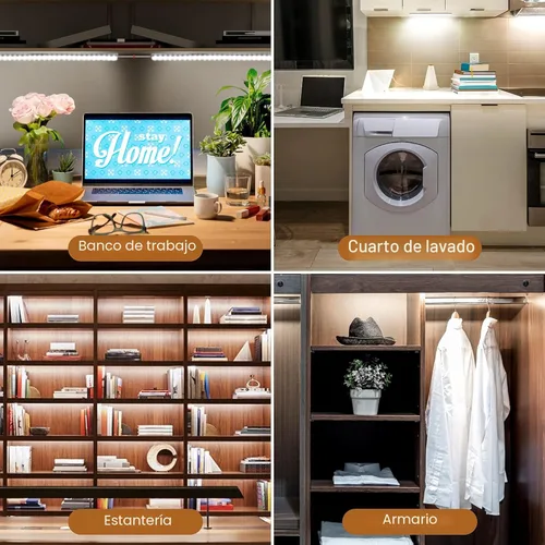 Miniatura 5 de JUSJUBR Iluminación enchufable para debajo del gabinete, 2 luces regulables de armario de 12 pulgadas, barra de luz LED USB enlazable de 6000 K