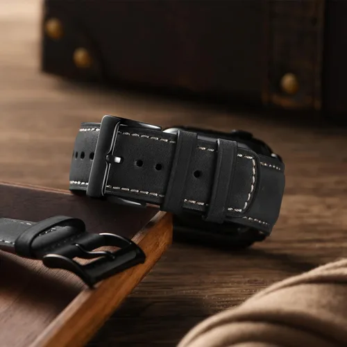 Miniatura 3 de SUNFWR Correas de cuero compatibles con Apple Watch de 1.61, 1.57, 1.5 pulgadas para hombres y mujeres, correa de repuesto de cuero genuino de grano