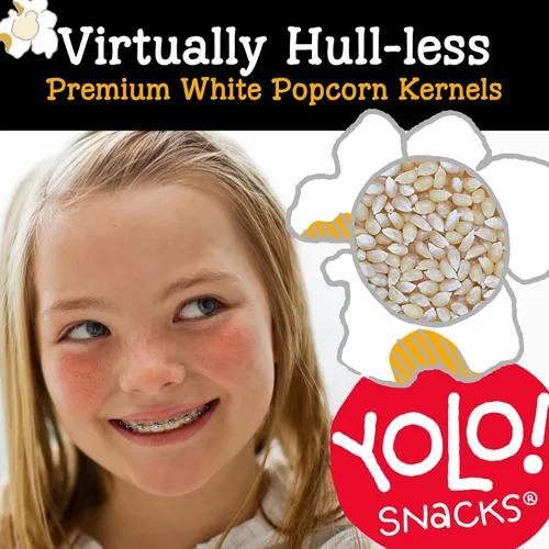 Miniatura 5 de YOLO! Granos de Palomitas de Maíz Gourmet Virtualmente Sin Cáscara, Maíz para Palomitas Mariposa Blanco Premium, Sin OGM, Sin Gluten, Vegano, Bolsa